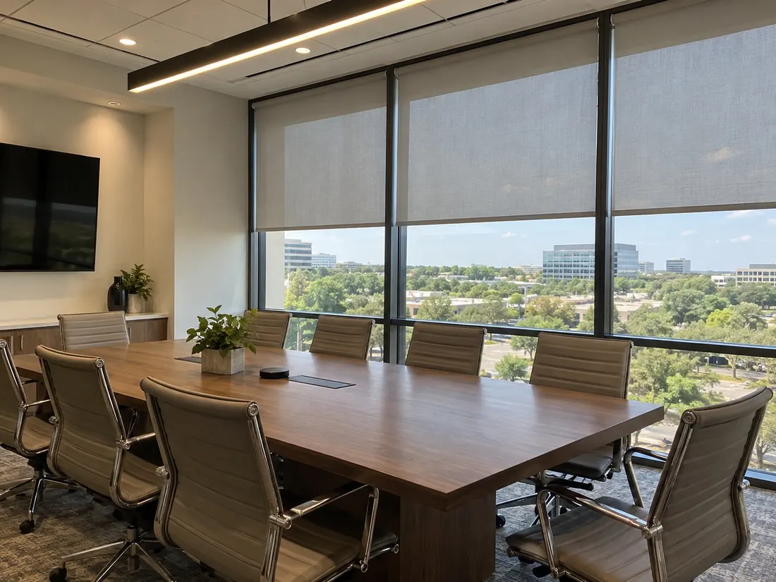 Commercial shades in a conference room