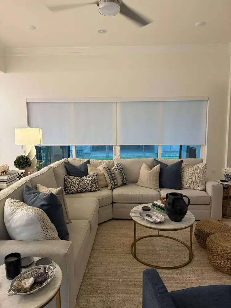 Roller shade in a living room
