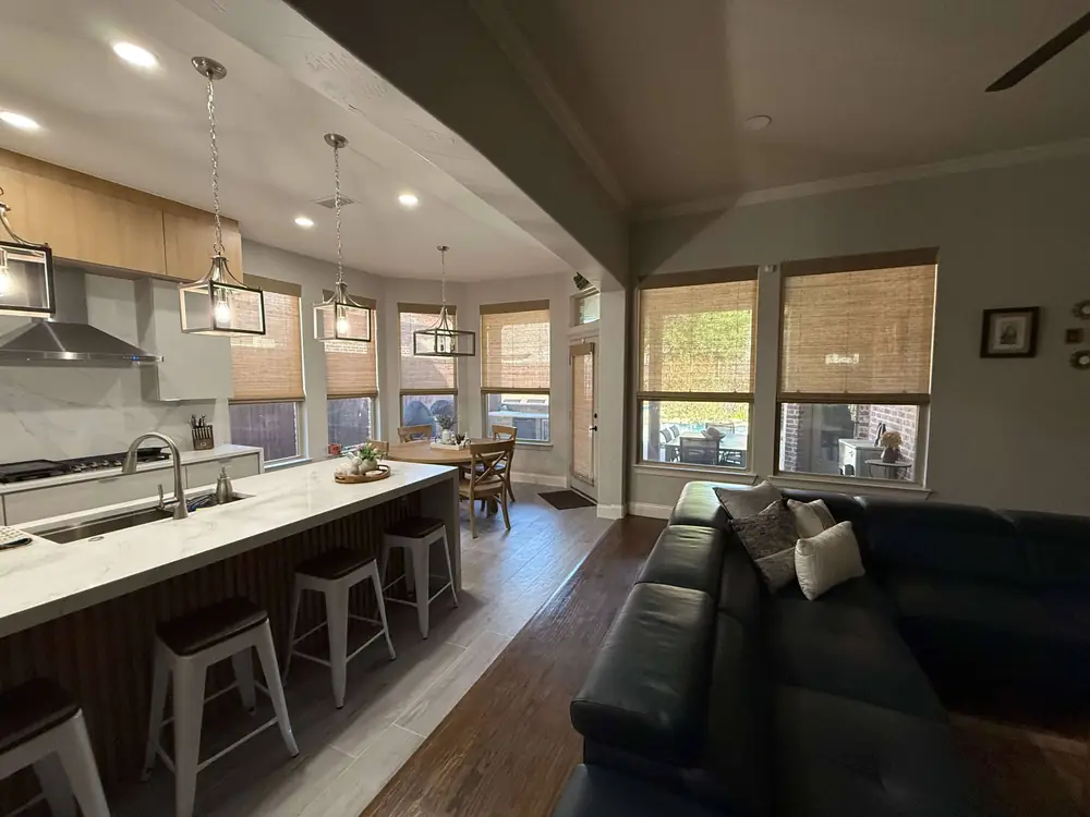 Kitchen with shades installed by AWC Texas