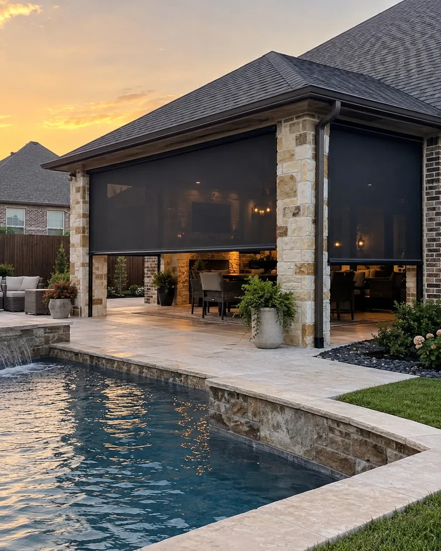 Pool-facing patio screens