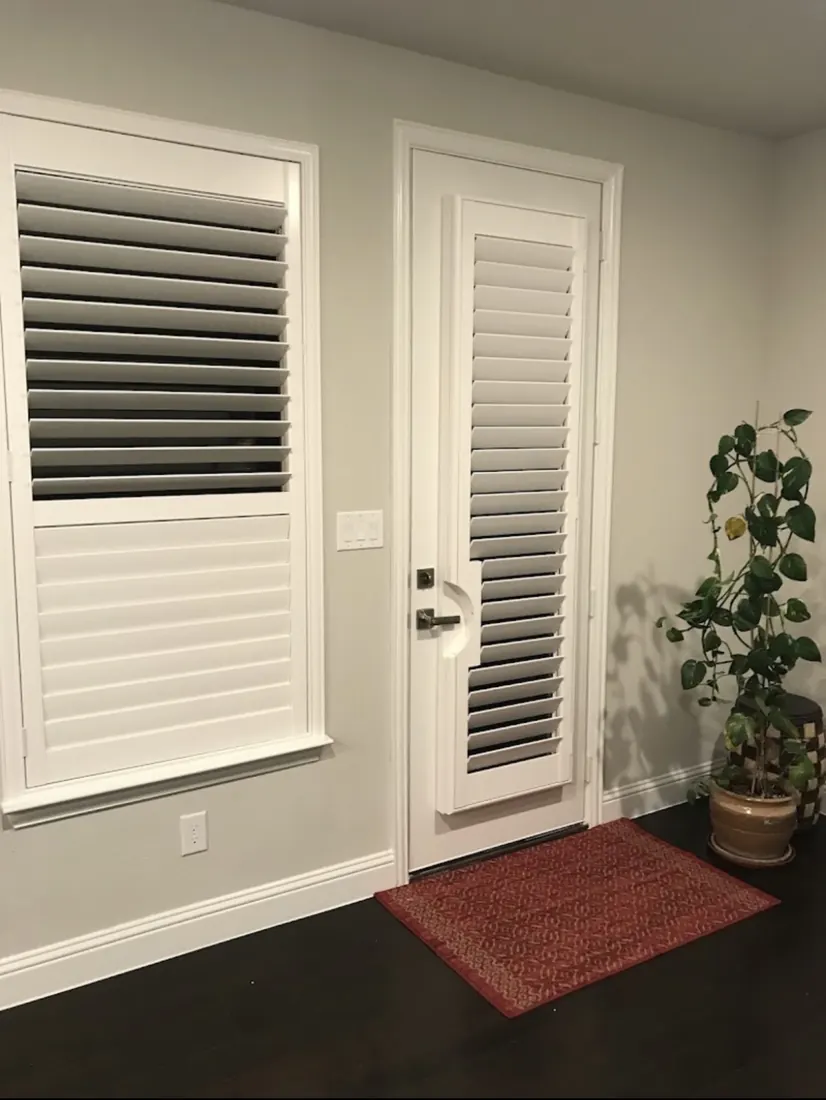 Shutters on a window and door
